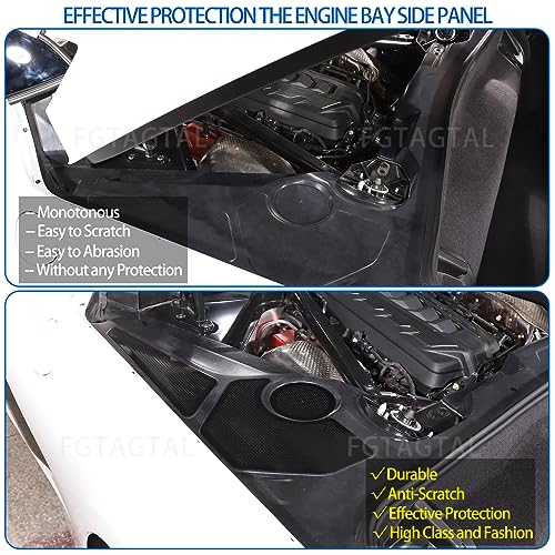 Image of Engine Bay Side Panel Cover Trim Compatible with Chevrolet Corvette C8 2020-2026, Rear Engine Covers, Engine Compartment Side Panel Decoration Accessories 5Pcs (Black)