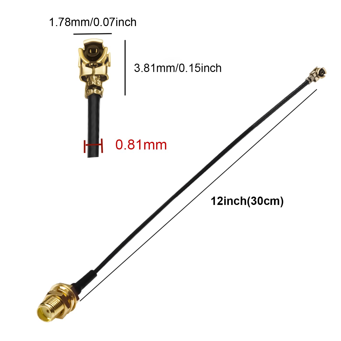 5 sztuk MHF4 UFL do SMA 12-calowy SMA żeński do U.FL IPX 0,81 mm Kabel koncentryczny UFL IPX-4 o niskiej stratności przedłużacz do radia, anteny, mini PCI