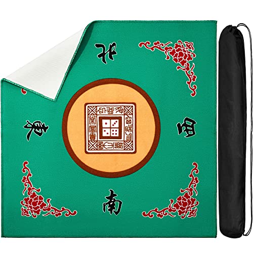 Juexica Mahjong Mat con bolsa, tapete antideslizante para mesa miniatura 1