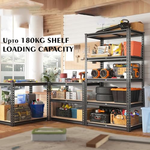 Image of JD FRESH 4-Tier Extra Large Metal Shelf Rack /60x36x12 Inch Adjustable Boltless Shelving Unit /Heavy Duty Display Rack Organizer for Garage /Kitchen /Warehouse /Tool-Free Assembly and Rust-Resistant