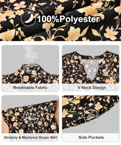 Image of TIYOMI Womens Plus Size Dresses Fall Long Sleeve Maxi Dresses V Neck Floral Spring Party Dress with Pockets XL-5XL (14W-28W)