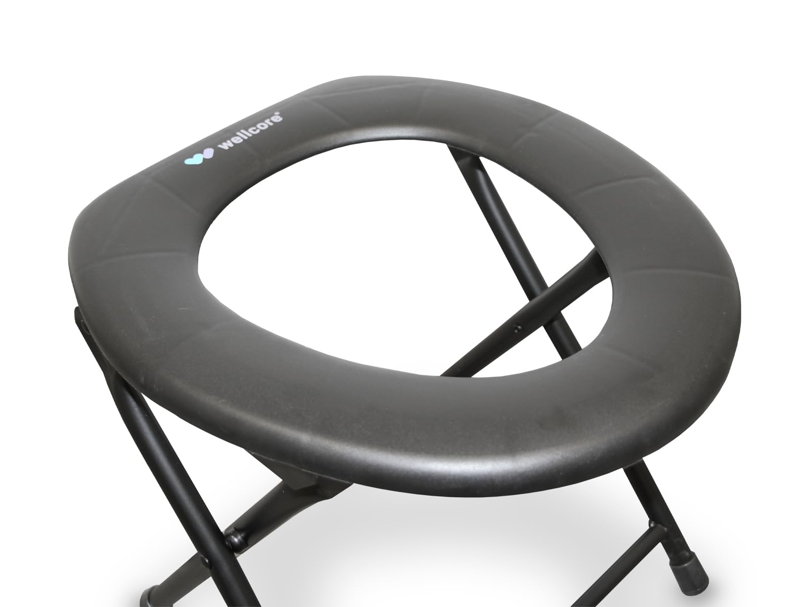 WELLCORE Toilettenstuhl mit Toilette, klappbar, transportabel, kompakt, Aluminiumrahmen, abnehmbare Toilette, leicht zu reinigen, schwarz, bis 100 kg, bis 100 kg