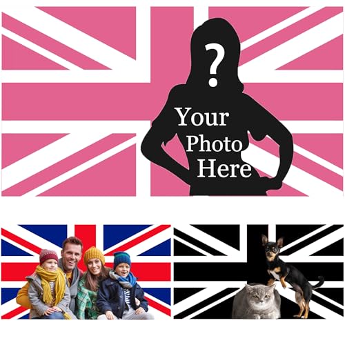 Custom UK Flag 3x5 FT - Personalized British Union Jack Banner with Photo & Text Customizable England Flag Tapestry Drapeau Personnalis for Home Decor Party Garden Gift