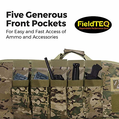 Fieldteq Rifle Cases - Heavy-Duty, Waterproof Nylon, Shoulder Strap And 5 Pouch Rifle Case - Ideal For Soft Rifle Bag, Airsoft Gun Case, Hunting Gear - Camo 42" #TOP2