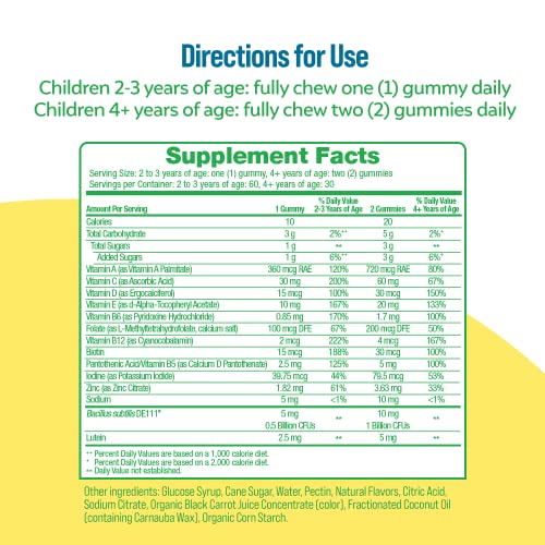 Culturelle Kids Multivitamin + Probiotic for Kids (Ages 2+), Peach-Orange & Mixed Berry Flavor - Digestive Health & Immune Support Gummies with Lutein to Support Eye Health, 60 Count (Pack of 2) - image 3