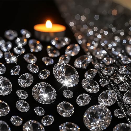 DomeStar 1000PCS Diamond Decorations, Clear Fake Diamonds Acrylic Craft Gems Crystals for Vase...