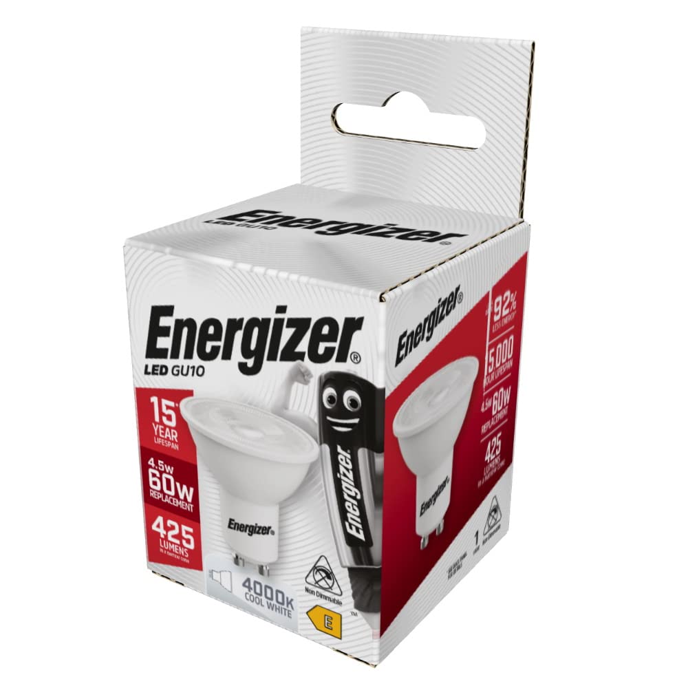 Energizer Cool White Led Traditional Energy Saving Lightbulb, Gu10,