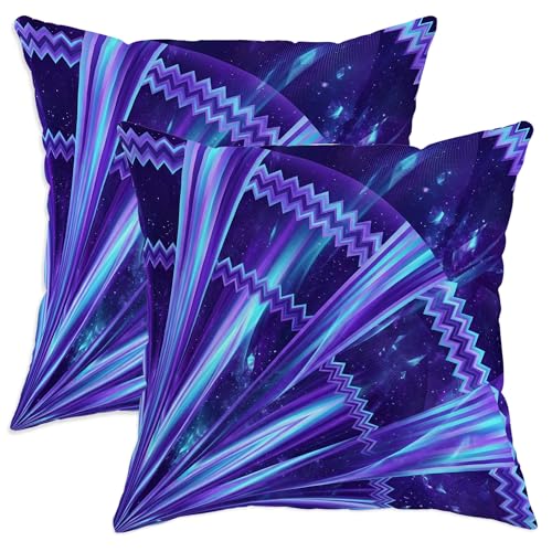 Lot de 2 housses de coussin décoratives en zigzag avec fermeture éclair dissimulée pour salon, lit, bureau, canapé, chaise, décoration (45,7 x 45,7 cm,...