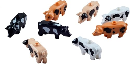 Miniatura 2 de BAENRCY Bloques de construcción de animales de cerdo de 8 piezas, kit de ladrillos de construcción de animales, juego de construcción de bricolaje