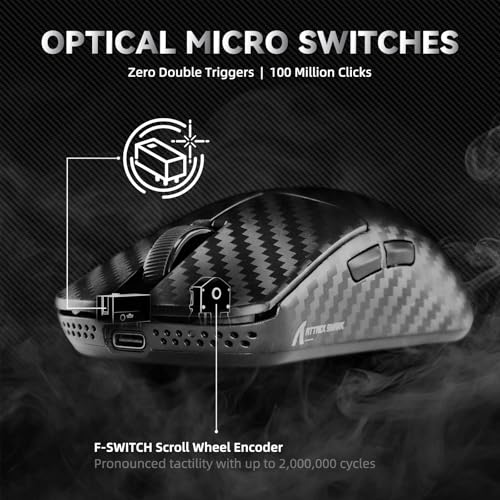 Image of ATTACK SHARK R11 Ultra 8K Carbon Fiber Wireless Gaming Mouse, Wave | PAW3950 MAX Sensor,49g Ultra-Lightweight,Nordic52840 MCU Chip,42K DPI,Wired /BT /2.4GHz Wireless Programmable Button for PC /Mac