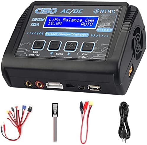 Lipo Battery Charger, 1-6S Balance Charger Discharge 150W 10A AC/DC for Li-Po Li-Hv Li-Ion Li-Fe NiMH NiCd Pb Hobby Battery Charger with Deans/Tamiya/JST/EC3/HiTec Connectors Cable Power Supply1
