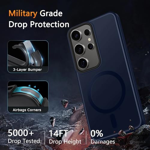Image of SIZUKA Samsung S23 Ultra Magsafe Hard Back Case | Matte Design & 360 Protection | Military-Grade Samsung S23 Ultra Cover | Strong Magnet Back - Blue