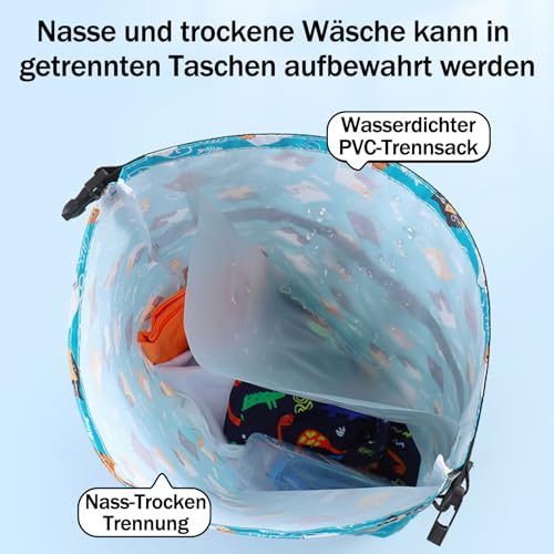 CALLYSONIC Schwimmtasche Kinder, Nasser und Trockener Sporttasche Kinder, Wasserdichte Schwimmrucksack, Badetasche mit Trennung Schuhfach für Mädchen und Jungen (Gelb)