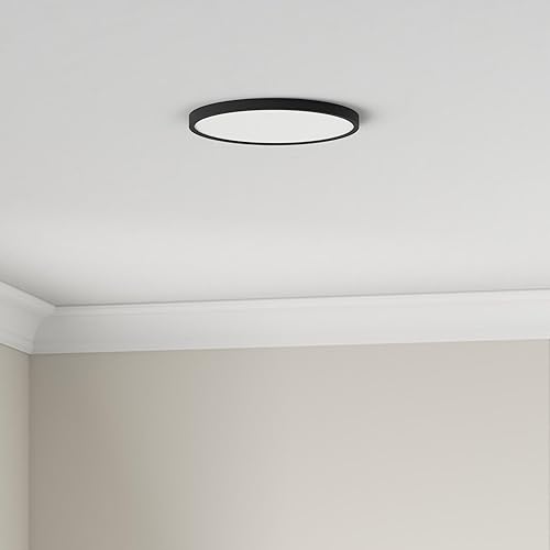 Miniatura 9 de TALOYA Lámpara de techo LED de montaje en superficie, 12 pulgadas, paquete de 2 unidades, carcasa negra, equivalente a la bombilla tradicional de