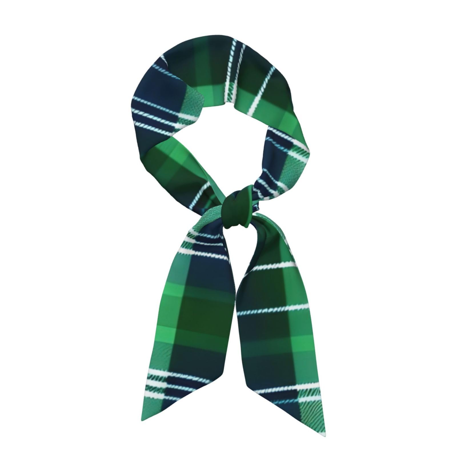 ENRPTY Blue And Green Scottish Tartan Print Women Head Scarf Neck Scarves Handbag Beach Bag Hand Band Necktie Hat Accessory ﻿
