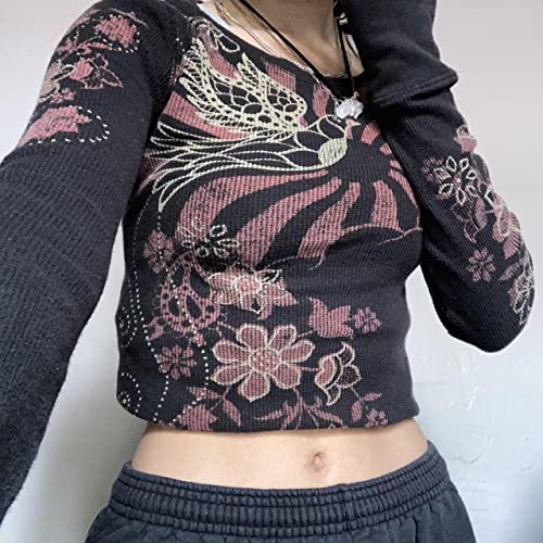 Lucakuins Women Y2k Long Sleeve Tops Fairy Grunge Graphic Tee Shirts Fairycore Aesthetic Fall Clothes Harajuku 90s Streetwear4