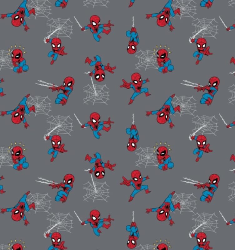 Camelot Marvel   Colección de telas de algodón con estampado de Spider Man, 112 cm de ancho, tela por metros (tela 100% algodón, ideal para manualidades, acolchado, costura infantil) (Mini Spider Man