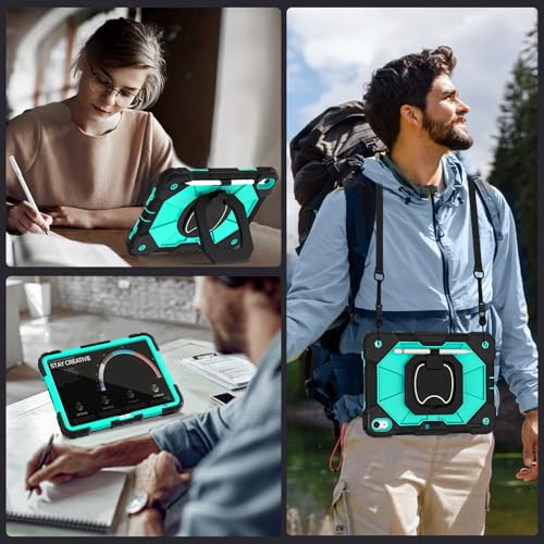 Image of Auizotl Case for iPad (A16) 11th /10th Generation 2025 /2022,iPad Case 10th Generation with Rotating Stand Screen Protector,Shockproof Cover for i Pad 11.0 /10.9 Inch Cases,Black Mint