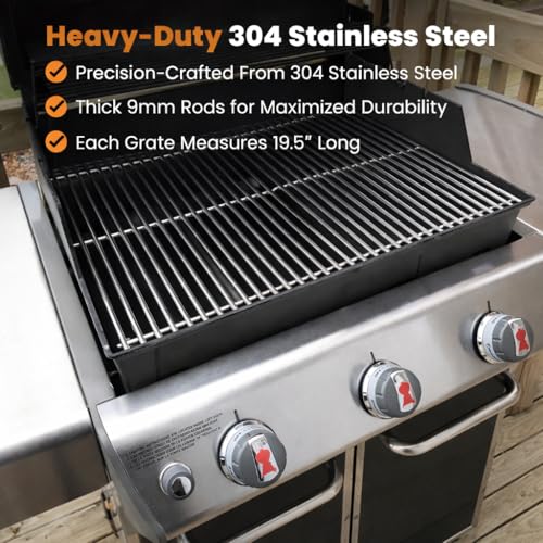 BLUES GRILL PARTS 19.5"x12.9" 304 Stainless Steel Grill Grates - 9MM - 7528/7524 Replacement for Weber Genesis 300 Series (2007-2016 Front Control: E/S · 310 · 320 · 330) & Pit Boss PB700 Series by BLUES GRILL PARTS - Used condition - Image 2
