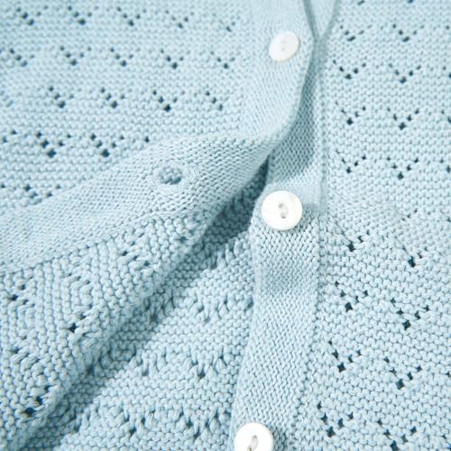 Miipat Baby Girl Sweater Knit Toddler Cardigan Long Sleeve Button Up Hollow Crochet Sweater4