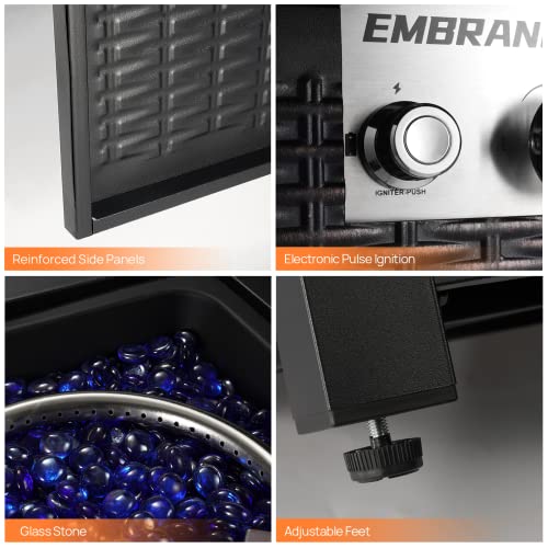 EMBRANGE-28-Inch-Outdoor-Propane-Gas-Fire-Pit-Table-Pulse-Ignition-System-50000-BTU-CSA-Certification-Square-Propane-Gas-Fire-Pit-Table-for-Outside-Patio-Garden-with-Lid-and-Blue-Fire-Glass