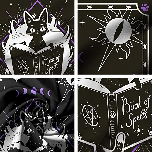 Ovenbird Black Cat Halloween Decor, Witchy Cat Tapestry With Sun And Moon Phases; Black And White Tapestry For Bedroom Aesthetic; Cute Tarot Card Wall Tapestry Wall Hanging As Wall Art For Bedroom, Dorm And Ceiling; Vertical, Purple, 59"X 39" #TOP3