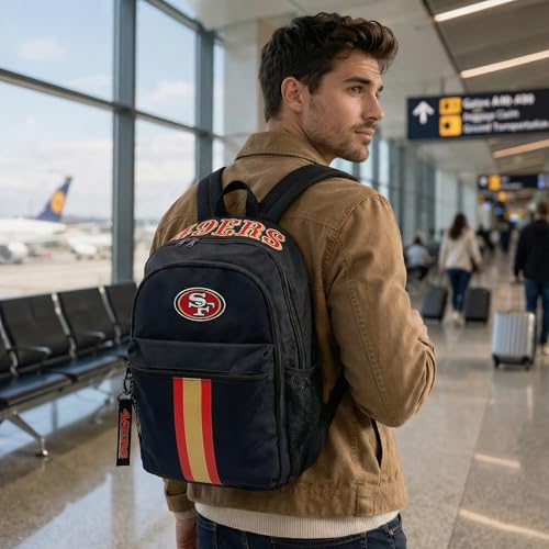 Image of NFL San Francisco 49ers Backpack - Triple Stripe Wordmark Design with Keychain