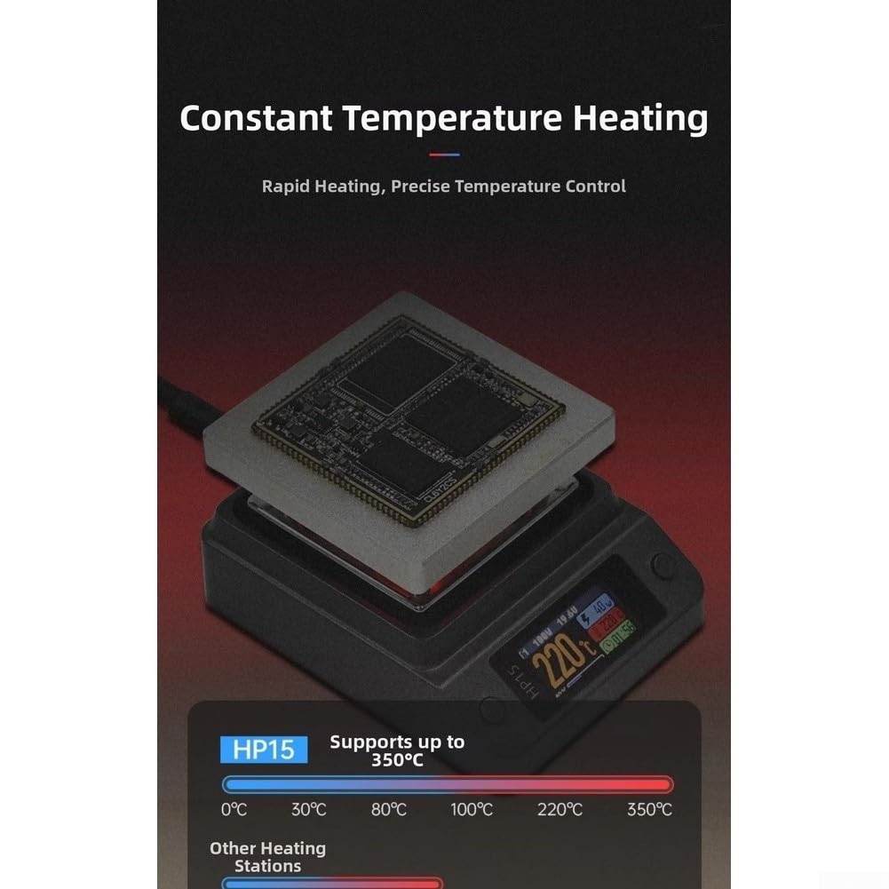 HP15 Precalentador de placa de calefacción 350C PID Control estación de soldadura pantalla LCD herramienta de reparación portátil 72 x 55 mm