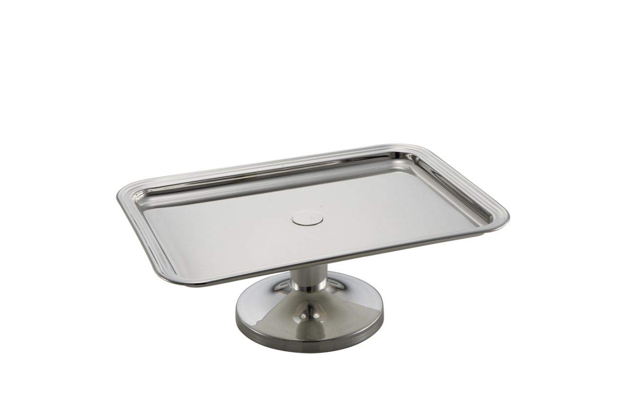 Varotto & Co. Vassoio Alzata Rettangolare in Ottone Argentato Lucido con Base Placcato Argento Made in Italy cod.5010811 cm 34x24x12,5h