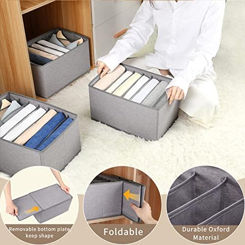 Yoillione Wardrobe Storage Organiser Clothes Organiser Drawer Dividers, Closet Organizers and Storage Jeans Organiser for Underwear Trouser T Shirt Legging Pant for Bedroom, Fabric Storage Box, 2 PCS