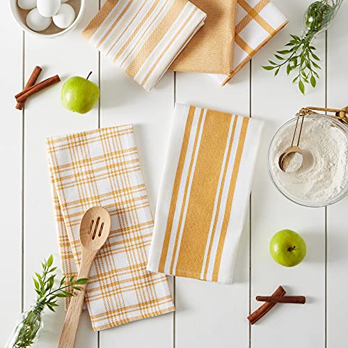 Dii Assorted Woven, Kitchen Dishtowel Set, 18X28, Honey Gold, 5 Piece #TOP2
