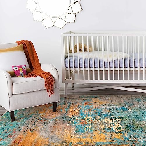 Lahome Modern Abstract Area Rug - 4x6 Colorful Rug for Bedroom Soft Washable Rugs for Living Room Dining Room Non Slip, Contemporary Indoor Carpet for Nursery Office Apartment Playroom Kitchen
