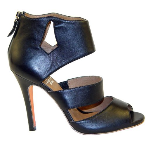 Hendrick Brun Karla Stylish Leather Open Toe high Heel Ankle Sandal Comfortable All Day/Night wear Rear Zipper Cut Out Strappy Design Dressy or Casual