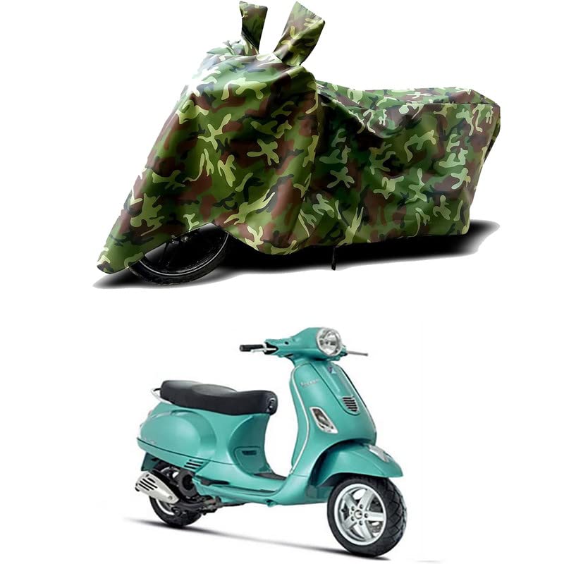 Image of 100% Water Resistant Full Bike Scooty Two Wheeler Body Cover Compatible for Vespa ZX 125 /UV-Rays /Heat Protection /Birds Dropping /Scratchproof /Dust Proof /Waterproof /All Varients[Green MJ]