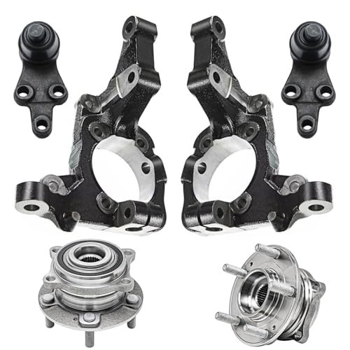 Image of Detroit Axle - 6pc Front Loaded Knuckles Kit for 2007-2012 Hyundai Veracruz, 2 Steering Knuckles 2 Wheel Bearing Hubs Assembly 2 Lower Ball Joints 2008 2009 2010 2011 Replacement