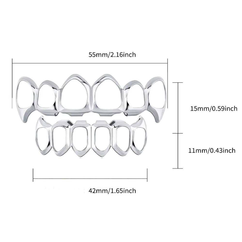 SSyang Hip Hop Teeth Grills for Mouth Braces Decoration, with 2 Silicone Moulds - Image 2