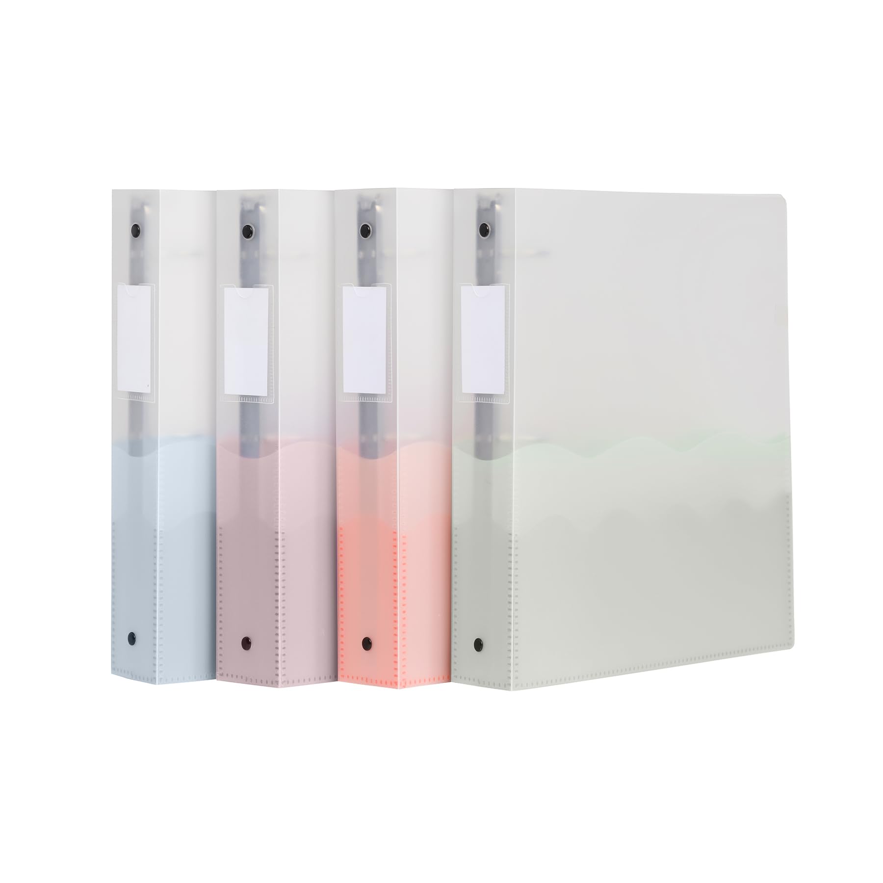 Oxford Lot de 4 classeurs flexibles pour l'école et le bureau, 4 poches ondulées, couvertures translucides, peut contenir jusqu'à 350 feuilles, classeur de 3,8 cm, 4 couleurs bohèmes assorties, lot de