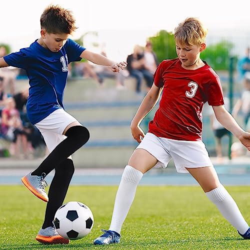 GRPSKCOS Black White Soccer Socks 2 pairs- Team Sports Athletic Football Baseball Long Socks for Youth Boys Kids Men Women4