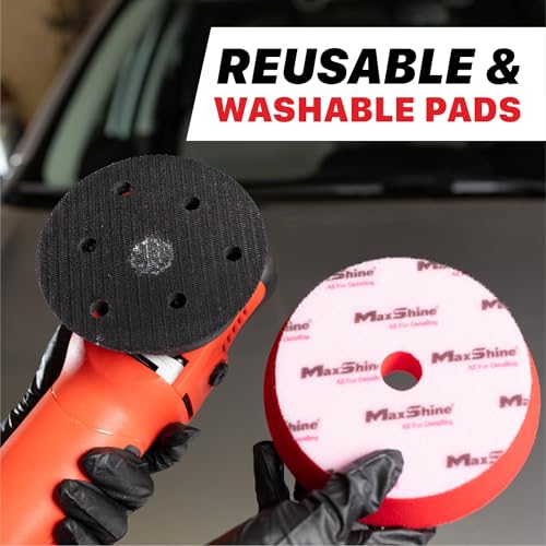 Image of Maxshine M15 Pro Dual Action Polisher & Cut Polish Kit - 15mm Long Throw 1000W Car Buffer with 5 inch Backing Plate, Variable Speed 2,500-5,000 OPM - Detailing Tool for Cars, Trucks, SUVs & Boats