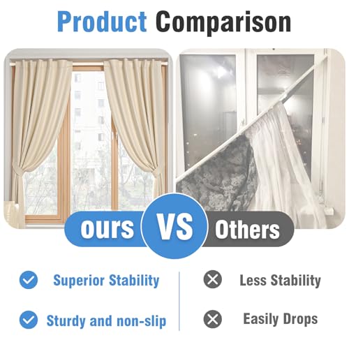 Image of AIZESI Tension Curtain Rod for Windows 45 to 77 Inch, Adjustable Expandable Spring Curtain Rods No Drilling, Non Slip Curtain Rod for Bedroom Doorway Closet Door, White