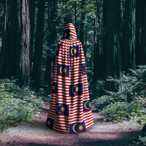 Cape médiévale drapeau Malaisie 140cm avec grande capuche pour cosplay - 6