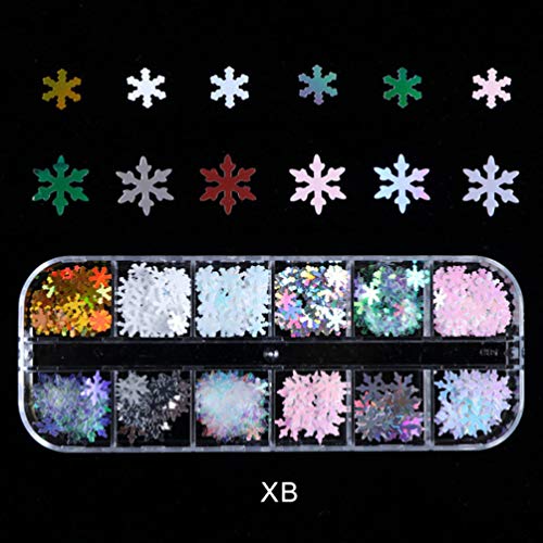 Lurrose Schneeflocke Pailletten 3 Boxen holographische Schneeflocke Nagel Glitter Weihnachten dünne Nagel Flocken… – Bild 5