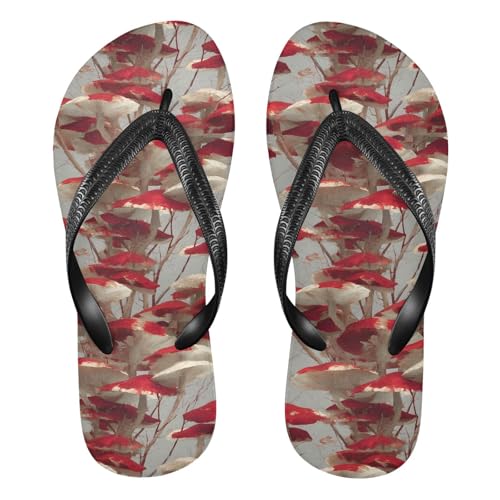 Flip Flop Sandals Red Mushroom Print for Women Men Beach Outdoor XS