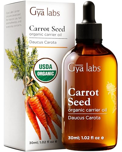 Gya Labs Aceite de Semilla de Zanahoria Orgánica - Aceite de Zanahoria de Grado Terapéutico Prensado en Frío 100% Puro y Natural Sin Refinar para Cabello, Cuero Cabelludo, Piel, Rostro y Masaje (30ml)