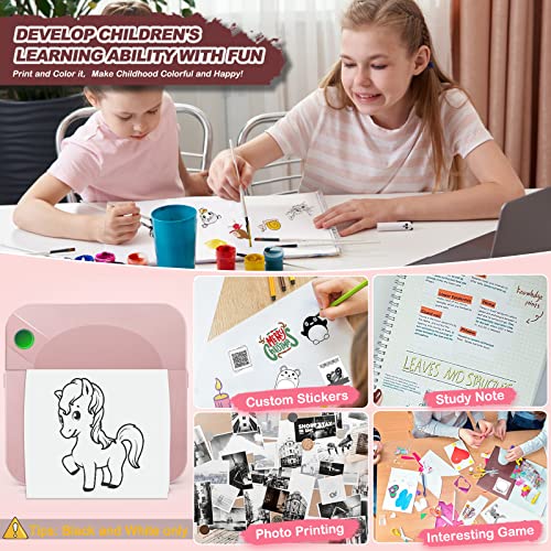 Mini Pocket Printer,Portable Thermal Printer For Label,Text Memo,Receipt,Sticker,Photo Printers, 203 Dpi, Bt Inkless Sticker Printing, Wireless Bluetooth Printer Compatible With Ios And Android,Pink #TOP4
