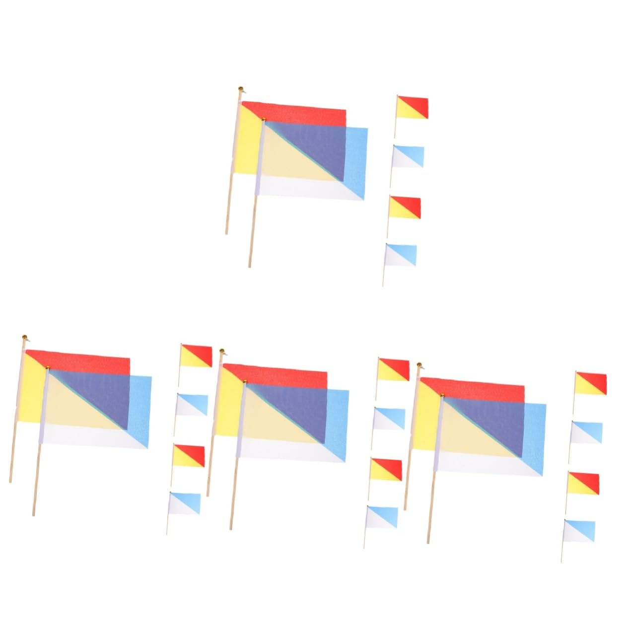 Toyvian 4 Sätze Teiliges Signalflaggen Mit Holzstangen Helle Farben Für Kommunikation Und Tragbar Für Ausbildung Und Koordination 6 Stück * 4