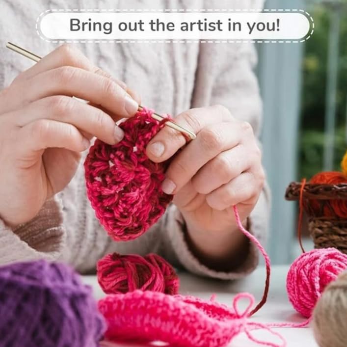 Image of Crochet Thread Oon Yarn Kit with Crochet Hook & Thread Cutter Scissors | 6 Multicolor Cotton Yarn Rolls for Knitting Embroidery DIY Craft Macrame Weaving Sewing Kit for Beginners & Kids