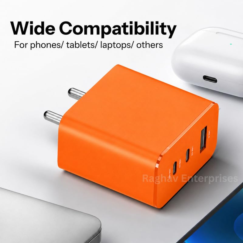 Image of 65W Type C Fast Charger Adapter for Nothing Phone 4 /3 /3a /2 /2a /2a Plus /2A /Phone 2 CMF 1 65Watt USB C Power Charging Adaptor PPS PD 3.0 Type-C Wall Adaptor | BIS Certified OP Orange