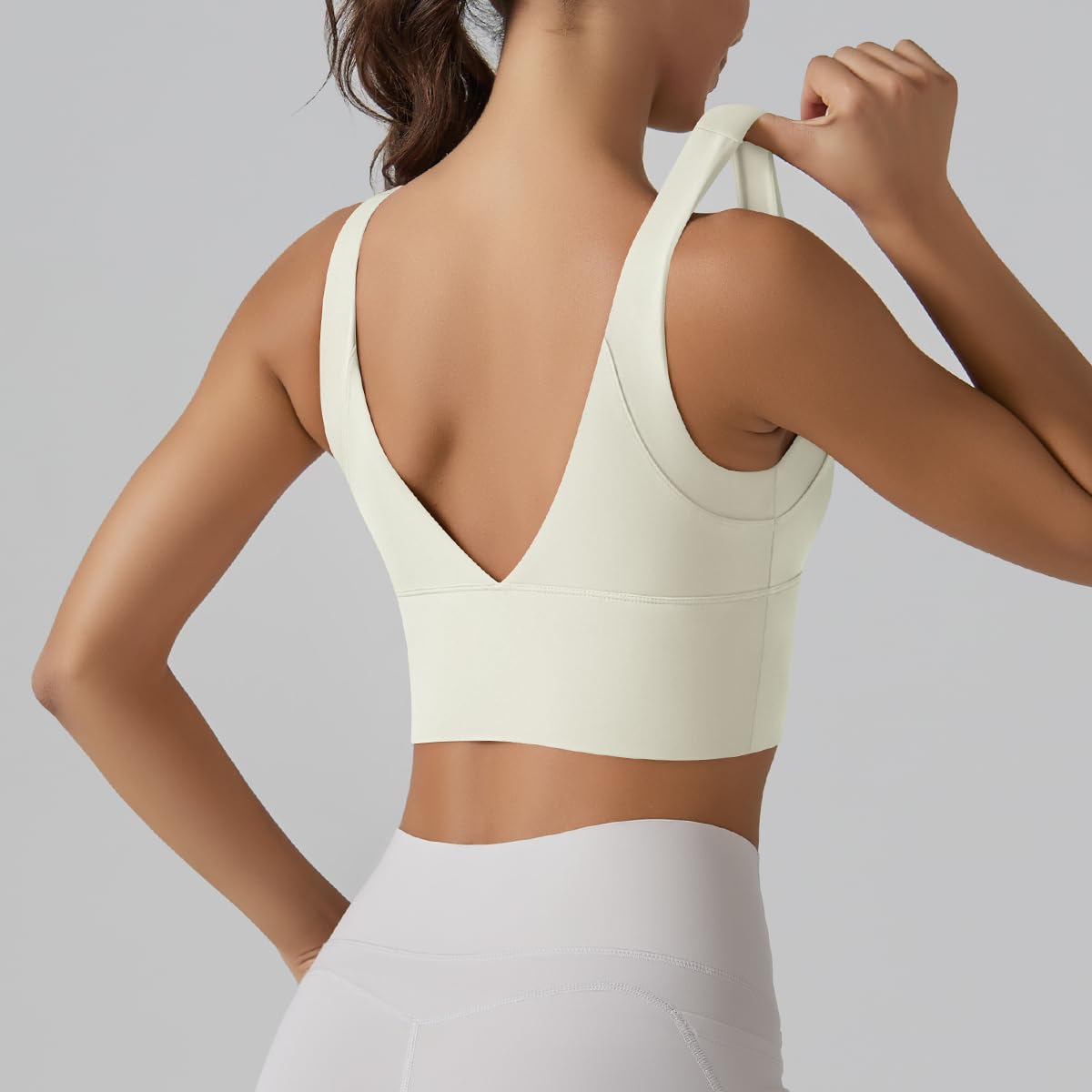 IDOPIP Reggiseno sportivo da donna: forte tenuta, senza cuciture, senza ferretto, reggiseno push up crop top, elastico per il benessere, senza stiratura, morbido fitness, corsa, jogging, profondo, V