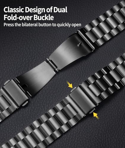 BINLUN Compatible with Apple Watch Strap 49mm for Men Matte Stainless Steel Metal Watch Band with Polished Finish TPU Watch Case Compatible with iWatch Series Ultra/Ultra 2 (Black) - Image 3